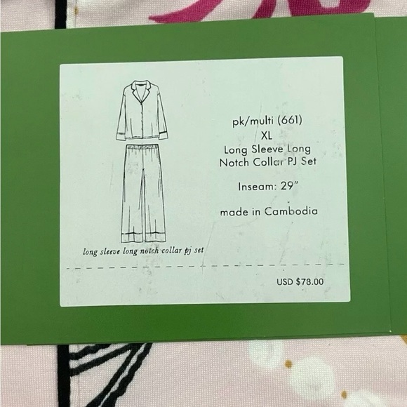 Kate Spade Pink Makeup Print Pajama Set XL - Picture 3 of 3